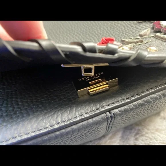 Kate Spade Black Leather Flower Shoulder Bag - Picture 3 of 12